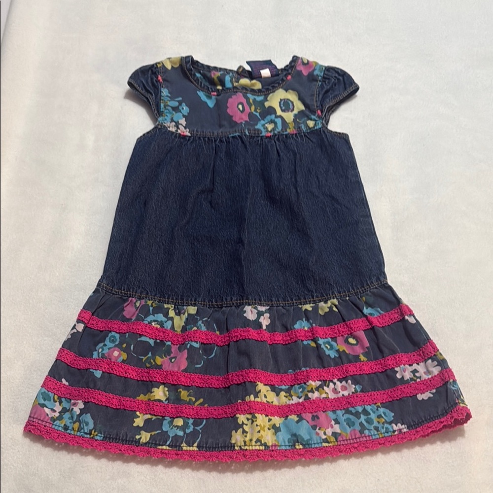 Blue and Pink Casual Puff Sleeve Sundress